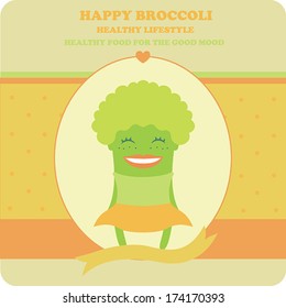 Happy Broccoli. Healthy lifestyle. Healthy food for the good mood poster.