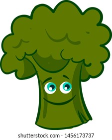 Happy broccoli, illustration, vector on white background