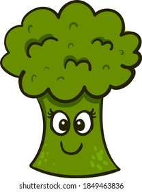 Happy broccoli, illustration, vector on white background