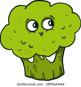 Brocoli feliz, ilustración, vector sobre fondo blanco.
