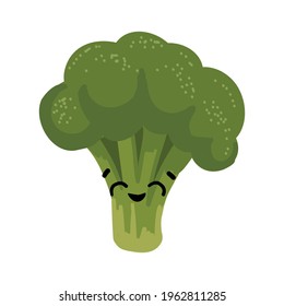  
happy broccoli on the white background