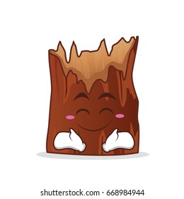 Happy broken tree cartoon character vector illustration