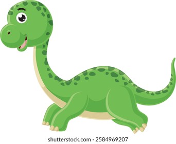 Happy brontosaurus cartoon on white background