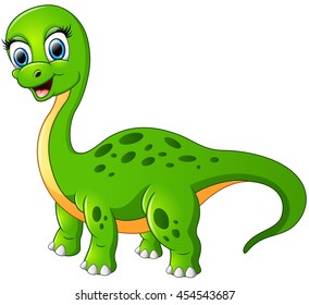 Happy brontosaurus isolated on white background