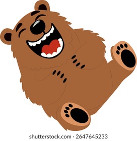 Happy Brown Bear Laughs Cartoon