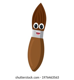 Happy brush cartoon School supplies Vector illustration