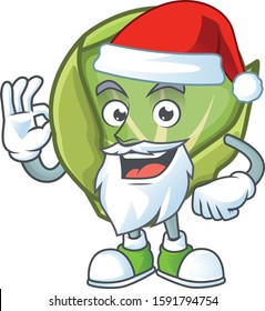 Happy brussels sprouts in Santa costume mascot style