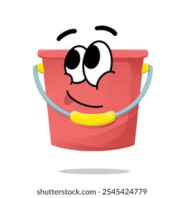 happy bucket mascot character illustration. cute and playful concept. furniture, tools, woodworking, restoration, repair and carpentry themes