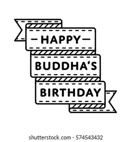 Happy Buddha Birthday emblem isolated vector illustration on white background. 10 may world buddhistic holiday event label, greeting card decoration graphic element