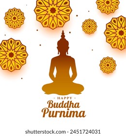 happy buddha or guru purnima festive card for spiritual faith vector