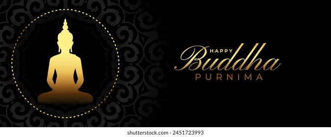 happy buddha or guru purnima wishes dark wallpaper design vector