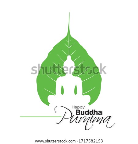 Happy Buddha Purnima Banner - Lord Buddha on Leaf - Illustration Stockfoto © 