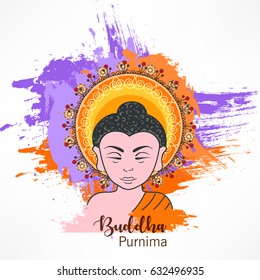 Happy Buddha Purnima design based on religious Background.