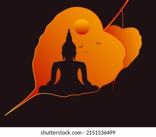 Happy Buddha Purnima, Gautam Buddha meditating, vector illustration for Vesak day or Buddha Purnima