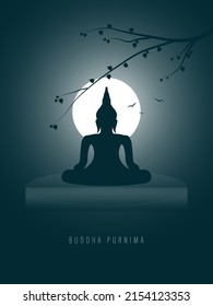 Happy Buddha Purnima, Gautam Buddha meditating, vector illustration for Vesak day or Buddha Purnima
