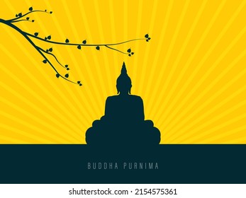 Happy Buddha Purnima, Gautam Buddha meditating, vector illustration for Vesak day or Buddha Purnima
