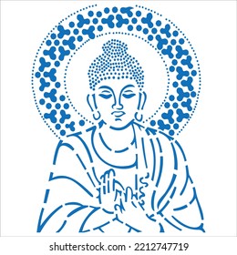 Happy Buddha Purnima, Gautam Buddha meditating, vector illustration for Vesak day or Buddha Purnima