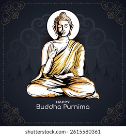 Happy Buddha Purnima Indian festival traditional background vector