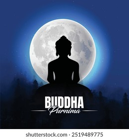 Happy Buddha purnima Post und Grußkartendesign. Minimal und modern buddha purnima und Vesak Banner mit Buddha und Text Vektorgrafik.