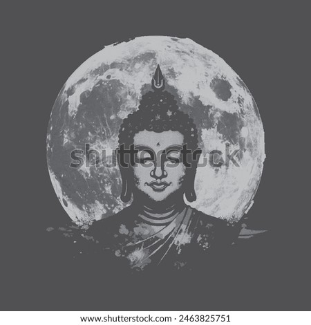 Happy Buddha purnima Post and Greeting Card Design. Minimal and Modern buddha purnima banner with Buddha and Moon. 