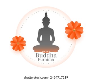 fondo religioso de buddha purnima feliz con Vector de diseño floral