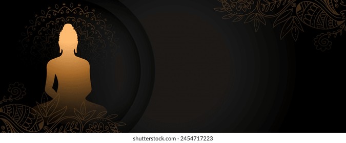 happy buddha purnima religious black wallpaper with text space vector