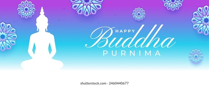 happy buddha purnima religious wallpaper in papercut style vector