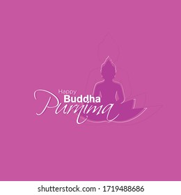 Happy Buddha Purnima Typography - Buddha Jayanti Banner - illustration