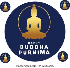 happy buddha purnima Vector illustration. Good for banner, poster, greeting card, party card, invitation, template, advertising, campaign, and social media.