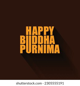 Happy Buddha Purnima vector lettering illustration with a long shadow.