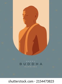 Happy Buddha Purnima, Vesak Day With a lotus pattern background Buddha vector illustration design

