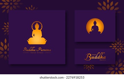 Happy Buddha Purnima or Vesak Day Buddhist Festival for Banner, Poster, Flyer and Background