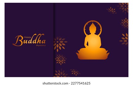 Happy Buddha Purnima or Vesak Day Buddhist Festival for Banner, Poster, Flyer and Background