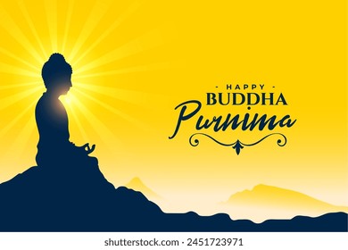 happy buddha purnima or vesak day background with light effect vector