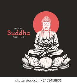 Happy buddha purnima, vesak day vector illustration background