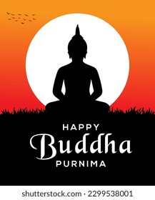 Happy buddha purnima vesak festival social media post design.