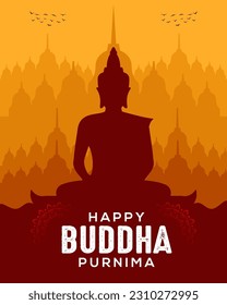 Happy buddha purnima vesak festival social media post design.