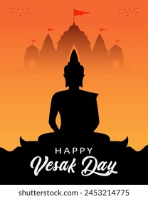 Happy Buddha Purnima Vesak festival social media post design vector illustration.