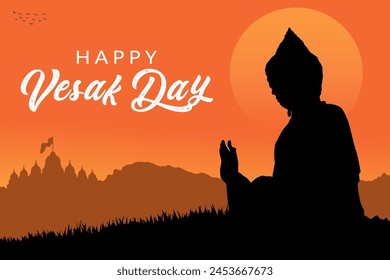 Happy Buddha Purnima Vesak festival social media post design vector illustration.