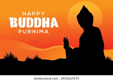 Happy Buddha Purnima Vesak festival social media post design vector illustration.