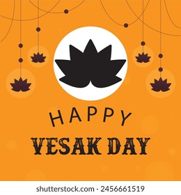 Happy Buddha Purnima Vesak festival social media post design vector illustration.