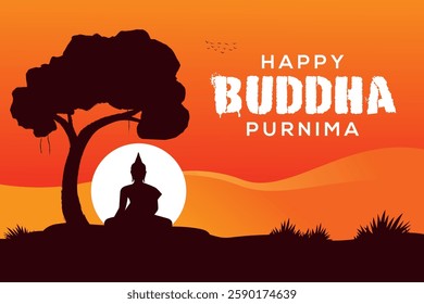 Happy buddha purnima vesak festival social media post design vector.