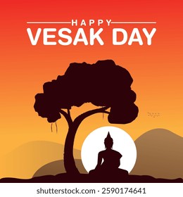 Happy buddha purnima vesak festival social media post design vector.