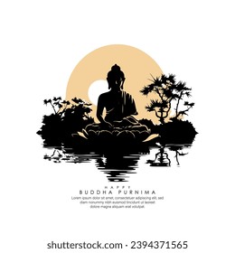 Feliz Buda Purnima Vesak, festival budista- Vector