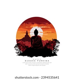 Happy Buddha Purnima Vesak,Buddhist festival- Vector