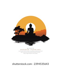 Happy Buddha Purnima Vesak,Buddhist festival- Vector