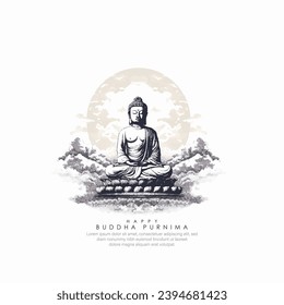 Happy Buddha Purnima Vesak,Buddhist festival- Vector