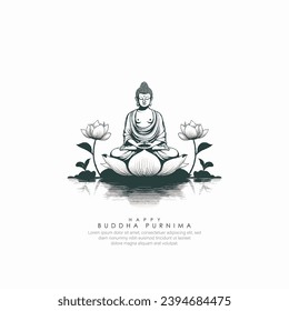 Happy Buddha Purnima Vesak,Buddhist festival- Vector