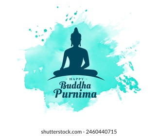 happy buddha purnima wishes background in watercolor style vector