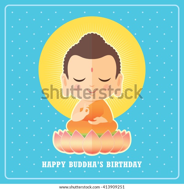 Alles Gute Zum Geburtstag Buddhas Cute Stock Vektorgrafik Lizenzfrei